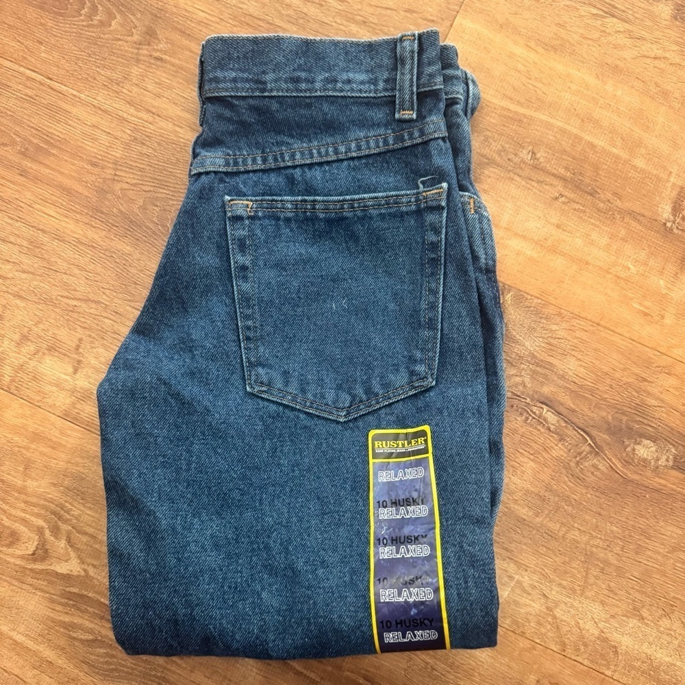 Rustler by Wrangler Boys Jeans 10 Husky Blue Denim Relaxed Fit Straight Leg NWT